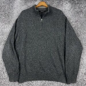Iceland Sweater Men's XL Wool Blend Mock Neck 1/4 Zip Gray Pullover Preppy